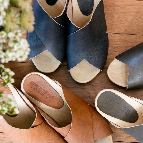 Bosabo leather Heeled wooden clogs handmade in France size 7 - Picture 4 of 12